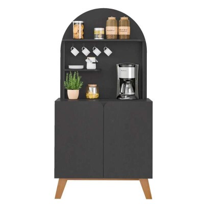 Cantinho do Caf� 0,80m Viena Preto 2 Portas - Arlety