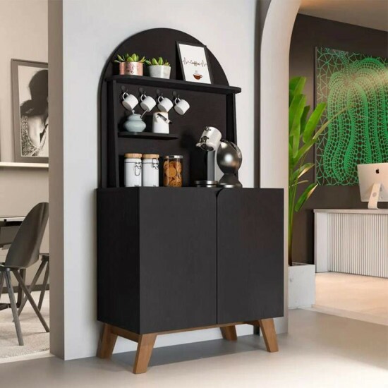 Cantinho do Caf� 0,80m Viena Preto 2 Portas - Artely