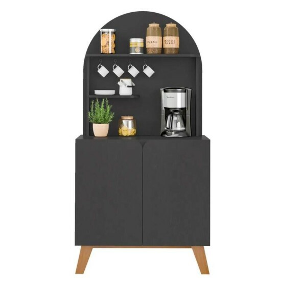 Cantinho do Caf� 0,80m Viena Preto 2 Portas - Artely