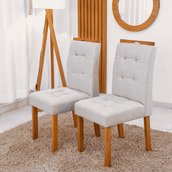 Mesa de Jantar Barcelona Oval 180x90 Cinamomo + 6 Cadeiras Londres Linho Prata Estrutura Madeira - Minas Plac