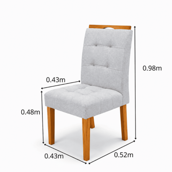 Mesa de Jantar Barcelona Oval 180x90 Cinamomo + 6 Cadeiras Londres Linho Prata Estrutura Madeira - Minas Plac