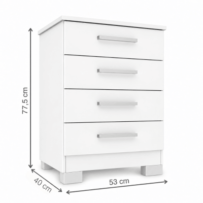 Cômoda 0,53m Carol 44 Branco 4 Gavetas - Batrol