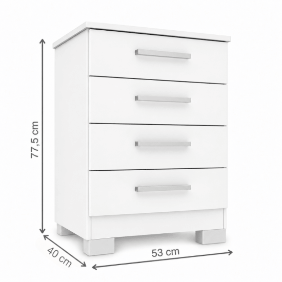 C�moda 0,53m Carol 44 Branco 4 Gavetas - Batrol