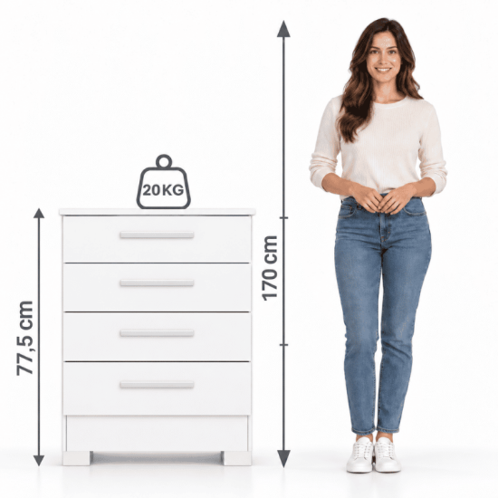 C�moda 0,53m Carol 44 Branco 4 Gavetas - Batrol