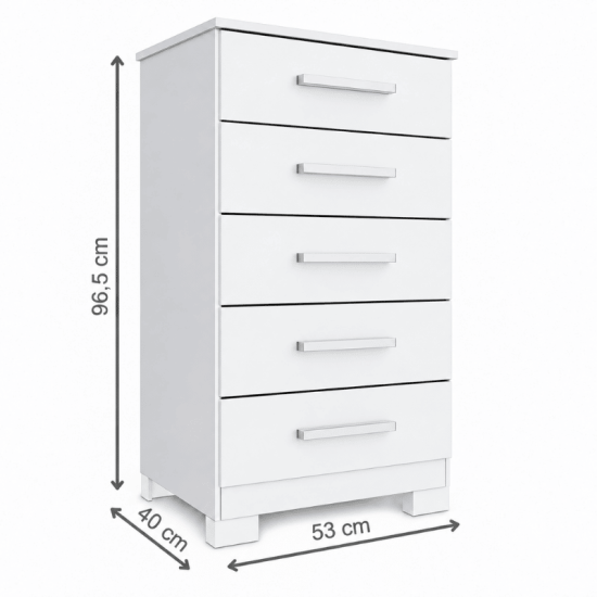 C�moda 0,53m Carol 44 Branco 5 Gavetas - Batrol