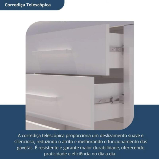C�moda 1,35m Elegance 44 Branco 8 Gavetas - Batrol