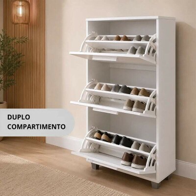 Sapateira 0,64m Advantage 44 Branco 3 Portas - Batrol