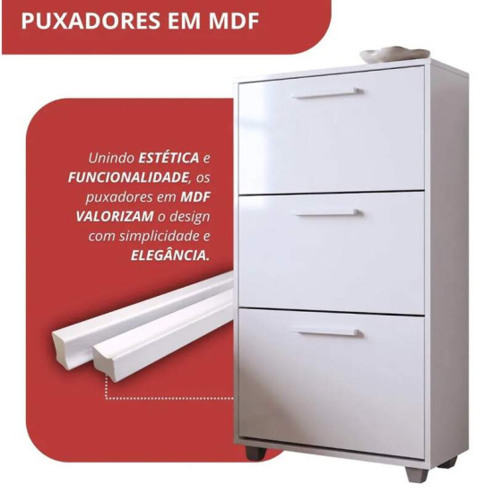 Sapateira 0,64m Advantage 44 Branco 3 Portas - Batrol