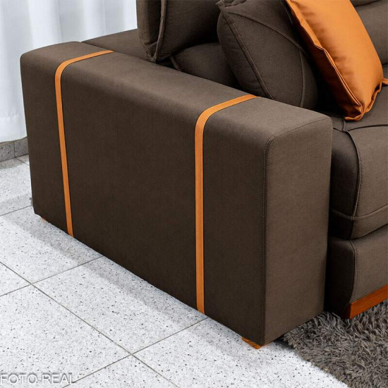 Sof� Retr�til Reclin�vel Gran Bello 2,30m Veludo Marrom 19 - Molas Ensacadas