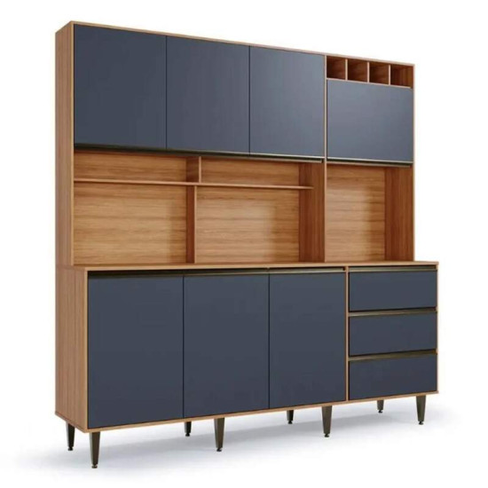 Arm�rio de Cozinha 1,93m Versatti 39 Freij�/Grafite 7 Portas 3 Gavetas - Batrol