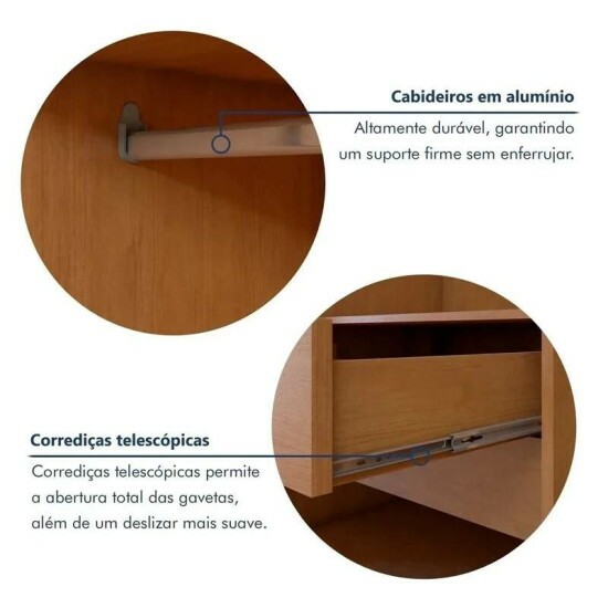 Guarda-roupa Casal 2,71m Suavit� Am�ndoa Clean/Off 6 Portas 6 gavetas - Lopas