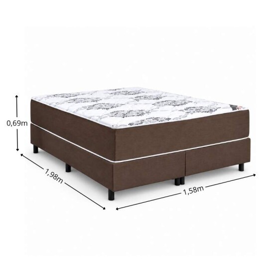 Colch�o Queen Molas Ensacadas Clean Lestespuma + Base Box Queen Sued Marrom Ortobel - 158x198x70