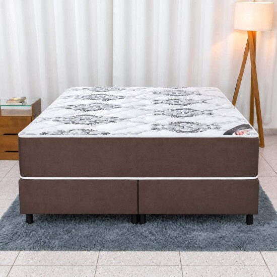 Colch�o Queen Molas Ensacadas Clean Lestespuma + Base Box Queen Sued Marrom Ortobel - 158x198x70