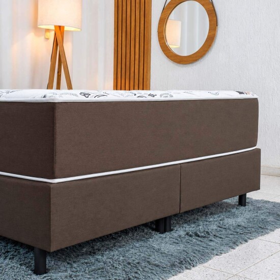 Colch�o Queen Molas Ensacadas Clean Lestespuma + Base Box Queen Sued Marrom Ortobel - 158x198x70