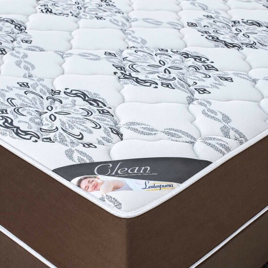 Colch�o Queen Molas Ensacadas Clean Lestespuma + Base Box Queen Sued Marrom Ortobel - 158x198x70