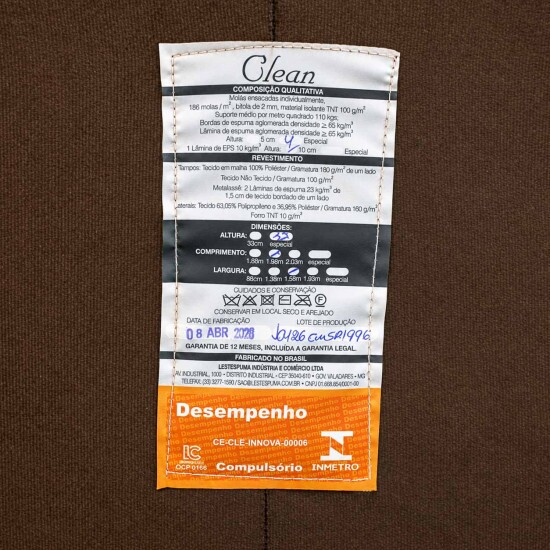 Colch�o Queen Molas Ensacadas Clean Lestespuma + Base Box Queen Sued Marrom Ortobel - 158x198x70