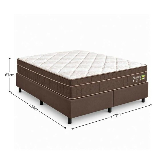 Colch�o Queen Ortop�dico Star One Anjos + Base Box Queen Sued Marrom Ortobel - 158x198x67