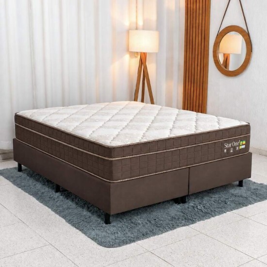 Colch�o Queen Ortop�dico Star One Anjos + Base Box Queen Sued Marrom Ortobel - 158x198x67