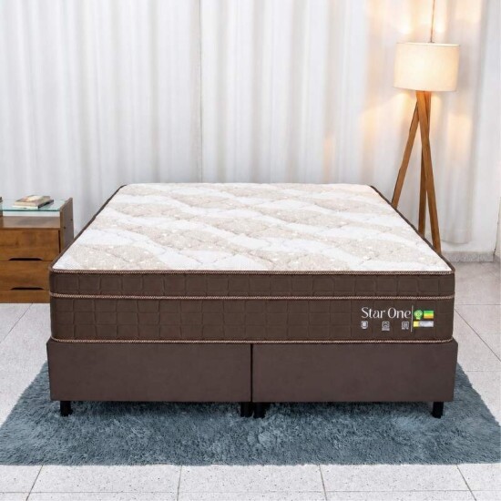 Colch�o Queen Ortop�dico Star One Anjos + Base Box Queen Sued Marrom Ortobel - 158x198x67