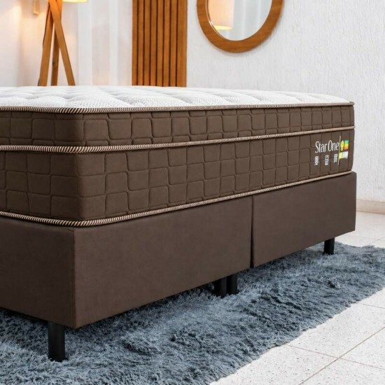 Colch�o Queen Ortop�dico Star One Anjos + Base Box Queen Sued Marrom Ortobel - 158x198x67