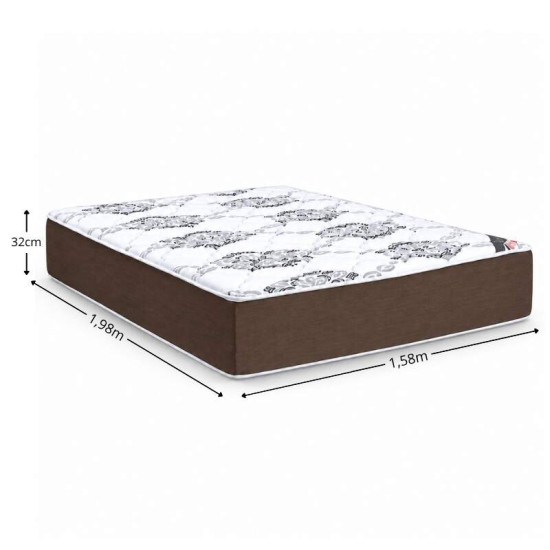 Colch�o Queen Molas Ensacadas Clean Lestespuma + Base Box Ba� Queen Confort Sued Marrom Blindado Issacar - 158x198x78