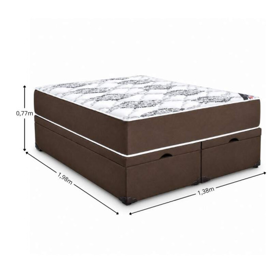 Colch�o Queen Molas Ensacadas Clean Lestespuma + Base Box Ba� Queen Confort Sued Marrom Blindado Issacar - 158x198x78