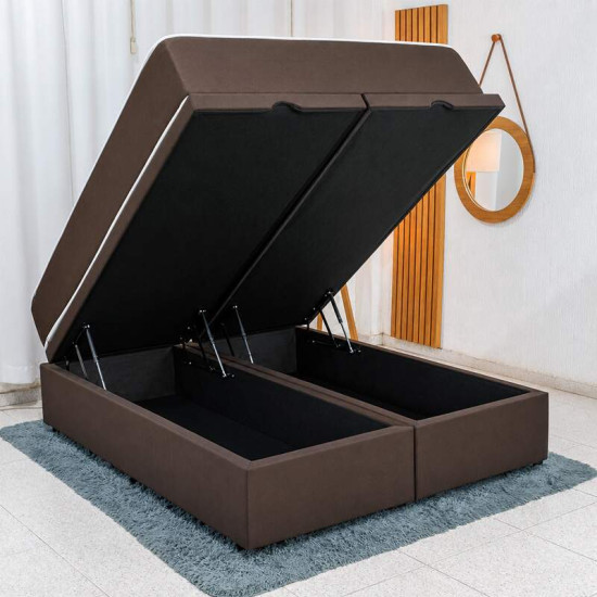 Colch�o Queen Molas Ensacadas Clean Lestespuma + Base Box Ba� Queen Confort Sued Marrom Blindado Issacar - 158x198x78