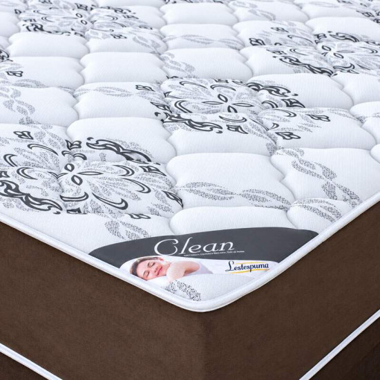 Colch�o Queen Molas Ensacadas Clean Lestespuma + Base Box Ba� Queen Confort Sued Marrom Blindado Issacar - 158x198x78