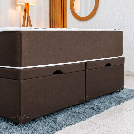 Colch�o Queen Molas Ensacadas Clean Lestespuma + Base Box Ba� Queen Confort Sued Marrom Blindado Issacar - 158x198x78