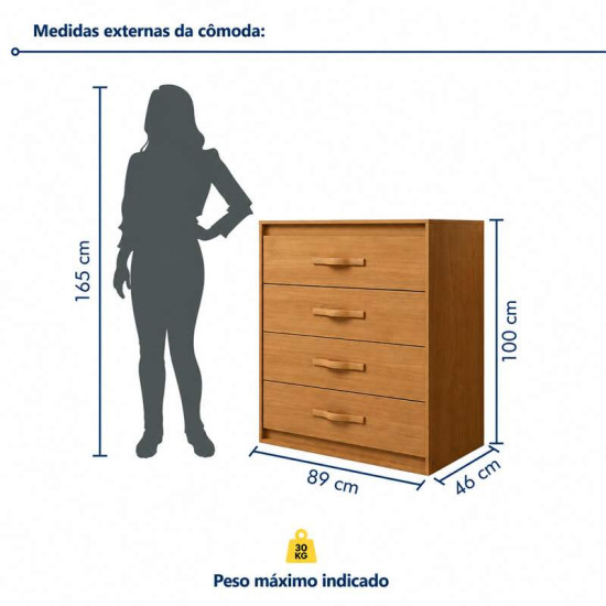 Guarda-roupa Casal 2,71m Suavit� Am�ndoa Clean 6 Portas 6 gavetas + C�moda 0,89m Suavit� Am�ndoa Clean 4 Gavetas - Lopas