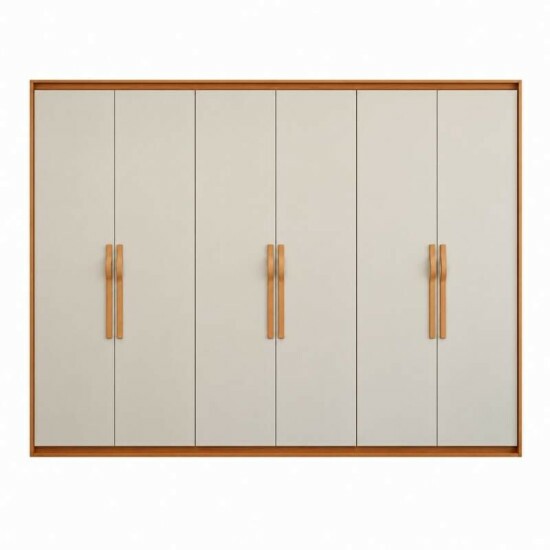 Guarda-roupa Casal 2,71m Suavit� Am�ndoa Clean/Off 6 Portas 6 gavetas + C�moda 0,89m Suavit� Am�ndoa Clean/Off 4 Gavetas - Lopas