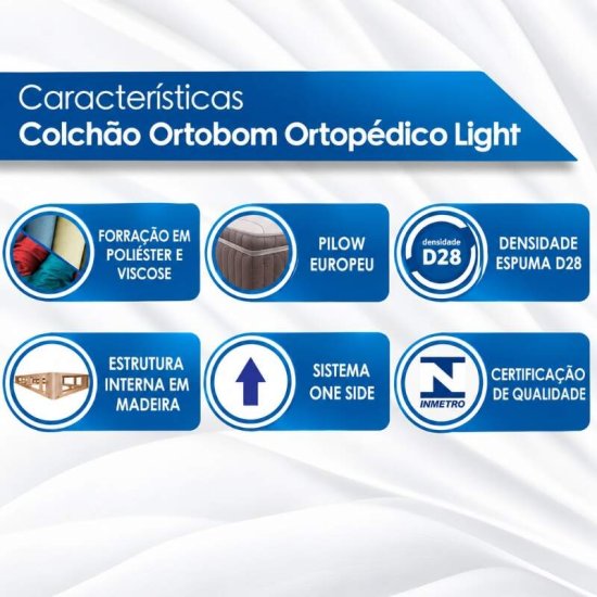 Cama Casal Esmeralda Plus Cinamomo/Off - D Doro + Mesa de Cabeceira New Athos Cinamomo/Off com 2 Gavetas - D Doro + Colch�o Casal Ortop�dico Light Ortobom 138x188x25 cm | Suporta at� 260kg