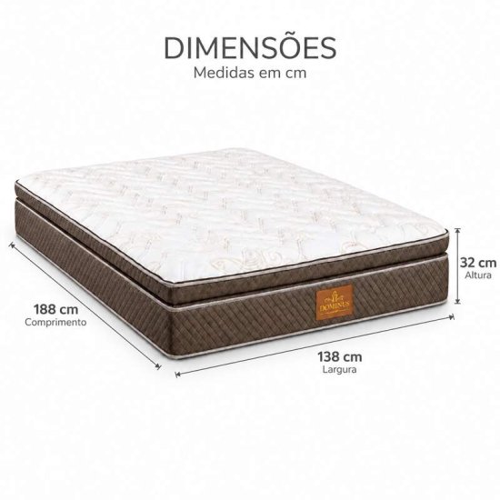 Colch�o Casal Dominus Gold Plus Paropas 138x188x32 cm | Suporta at� 240kg