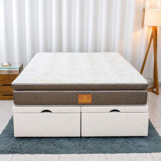 Colch�o Queen Dominus Gold Plus Paropas + Base Box Ba� Queen Confort Linh�o Palha Blindado Issacar - 158x198x77
