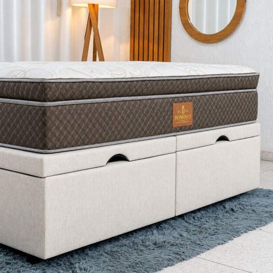 Colch�o Queen Dominus Gold Plus Paropas + Base Box Ba� Queen Confort Linh�o Palha Blindado Issacar - 158x198x77