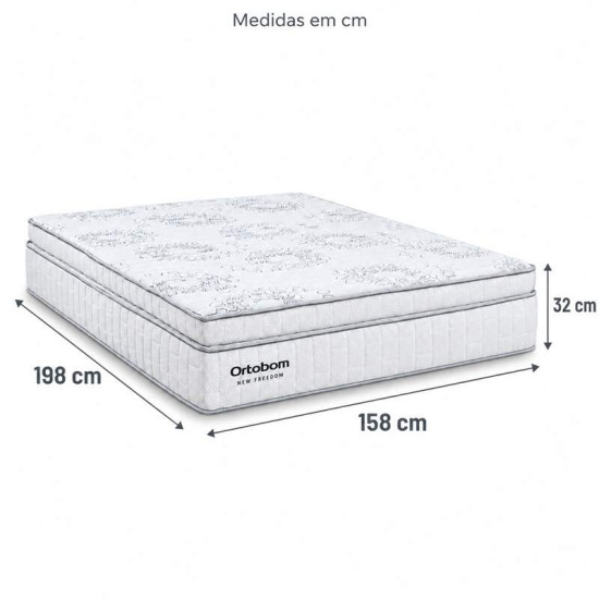 Colch�o Queen Molas Ensacadas New Freedom Ortobom 158x198x32 cm | Suporta at� 300kg