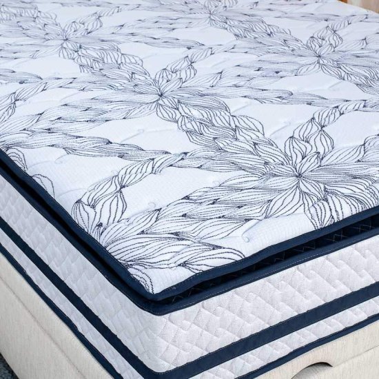 Colch�o Queen Molas Ensacadas Blue Paropas + Base Box Ba� Queen Confort Linh�o Palha Blindado Issacar - 158x198x77