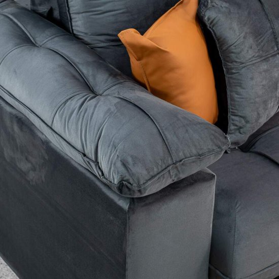 Sof� Retr�til Reclin�vel Verona 2,90m Veludo Cinza 20 - Molas Ensacadas