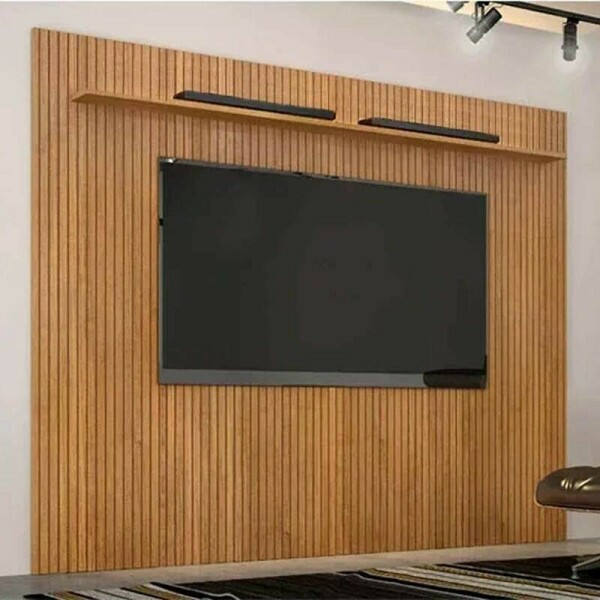 Painel Curitiba Cinamomo Frisado TV at 75 Polegadas Larg. 2.24m - Valdemoveis
