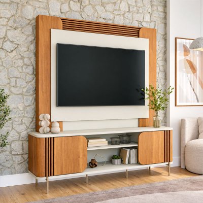 Home 1,80m Chicago Off/Cinamomo Para TV's at� 60
