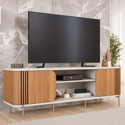 Rack Bancada 1,80m Chicago Off/Cinamomo Para TV's at� 60