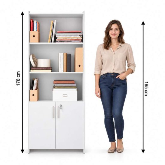 Combo Multiuso 0,70m Escrit�rio 2 Portas + Mesa 1,21m Office NT 51015 Branco - Not�vel