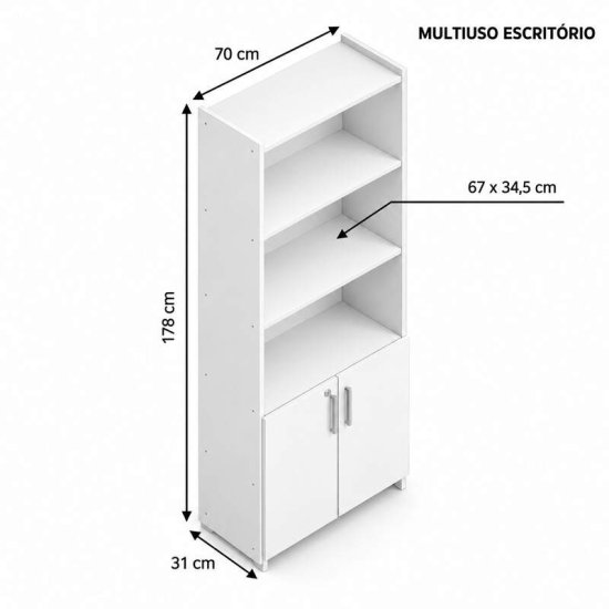 Combo Multiuso 0,70m Escrit�rio 2 Portas + Mesa 1,21m Office NT 51015 Branco - Not�vel
