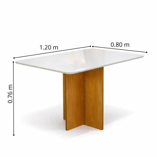Mesa de Jantar Moscou 120x80 Vidro Off Base Cinamomo Minas Plac + 4 Cadeiras Sophia Linho Cinza 206 Estrutura Madeira WM Decor - Entregue Montada