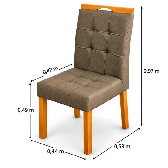 Mesa de Jantar Moscou 120x80 Vidro Off Base Cinamomo Minas Plac + 4 Cadeiras Sophia Linho Marrom 207 Estrutura Madeira WM Decor - Entregue Montada