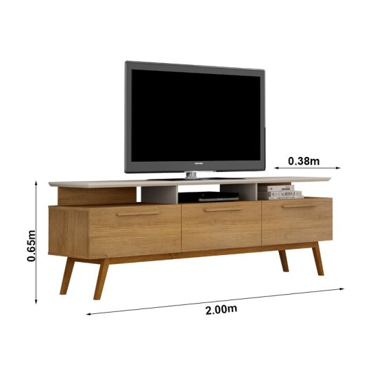 Rack Bancada S�o Paulo Larg.2.00m Cinamomo/Off para TV at� 70\\\" - Valdemoveis