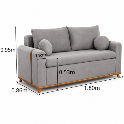 Sof� 3 Lugares Kievi Veludo Gelo A20 - 1,80m