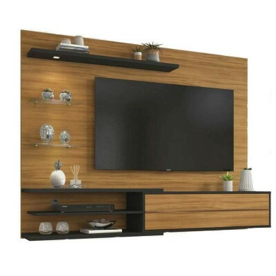 Painel NT 1115 Larg. 1.80m Freij�/Preto C/ Led para TV at� 60