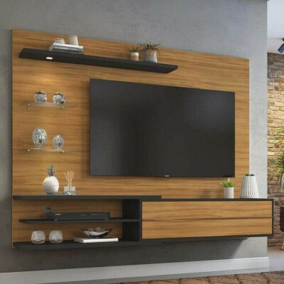 Painel NT 1115 Larg. 1.80m Freij�/Preto C/ Led para TV at� 60