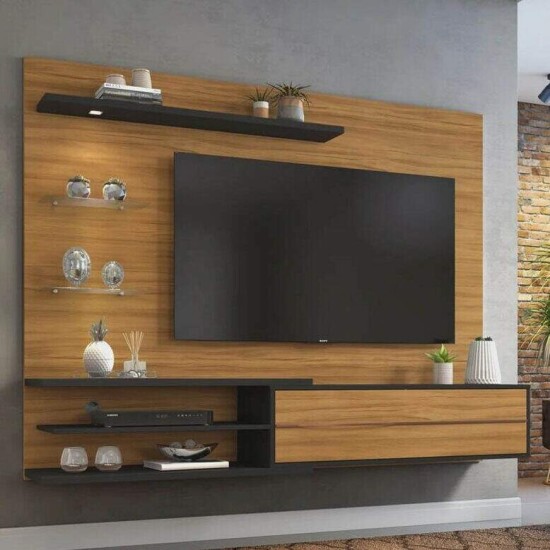Painel NT 1115 Larg. 1.80m Freij�/Preto C/ Led para TV at� 60\\\"- Not�vel